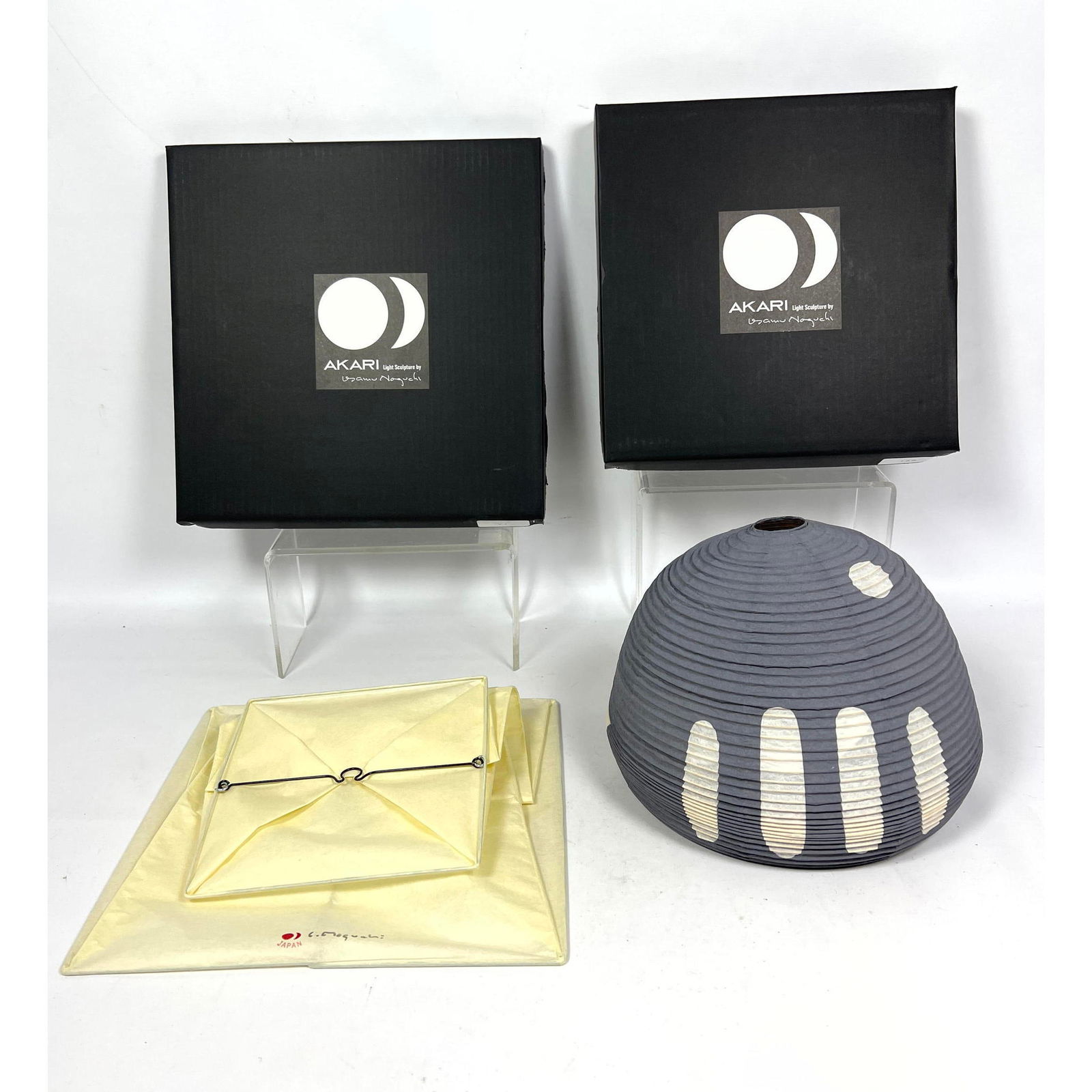 2pc ISAMU NOGUCHI Shoji Paper Akari Lamp Shades. Original Boxes. 1 AG Model. v 1 Model. Shades only; (1 of 15)