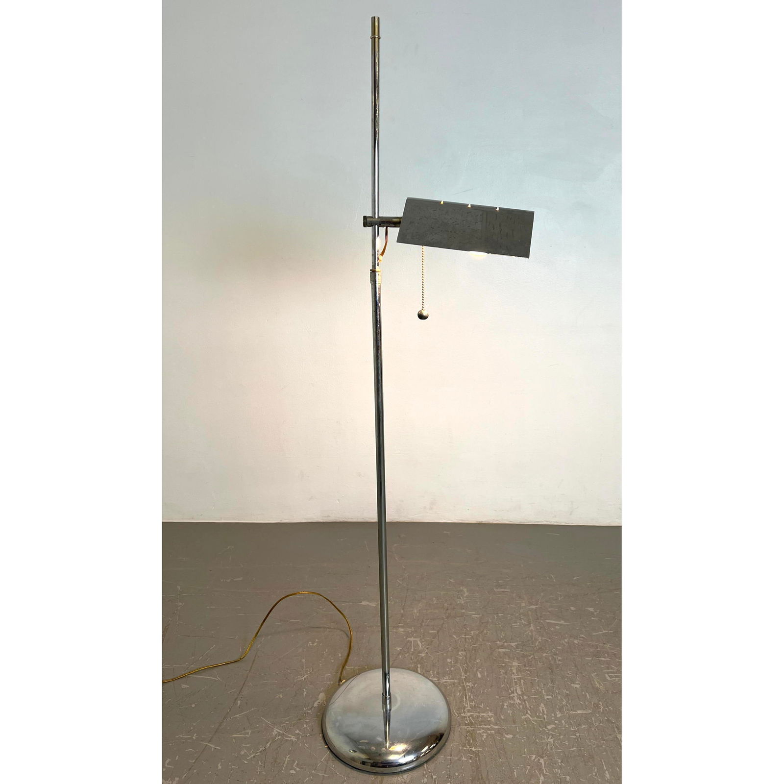 Koch Lowy style Chrome Modernist Floor Lamp. Adjustable height shade. (1 of 8)