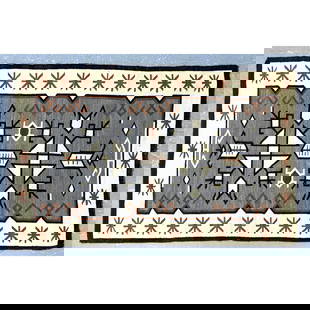 4'3 x 6'10 Flat Weave Carpet Rug. Navajo Style.: 4'3 x 6'10 Flat Weave Carpet Rug. Navajo Style. Dimensions: Height: 4.3 inches, Width: 6.10 inches. --- US Packing and Shipping charge: In house shipping available. Will be calculated once destination