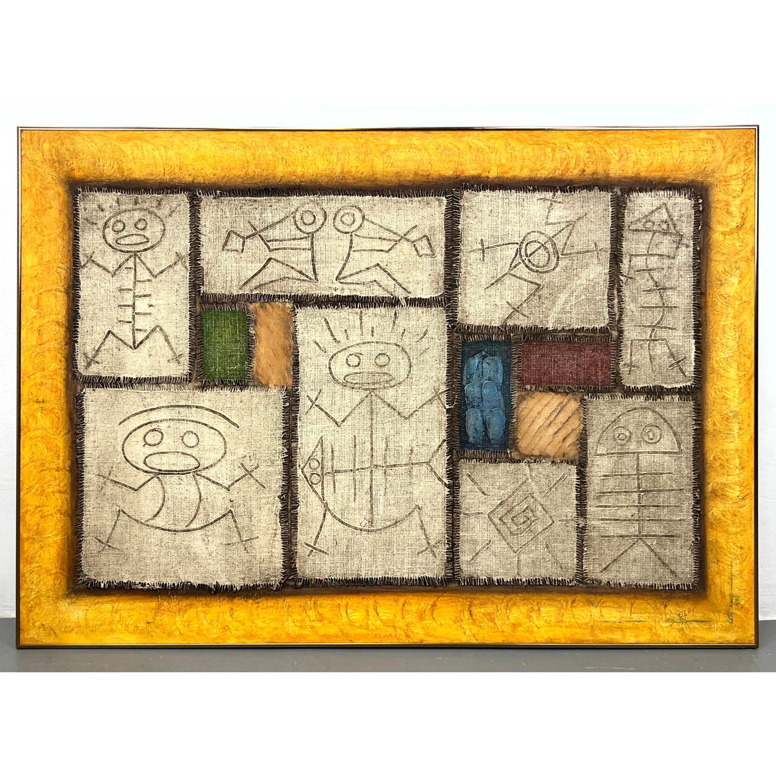 JOSE ELIAS Large Modernist Painting. Graphic Design with individual small images of creative stick f (1 of 14)