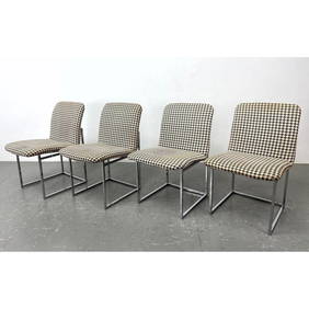 Set 4 DESIGN INSTITUTE OF AMERICA Dining Chairs. Mid Century Modern Chrome Frame Side Chairs with Ba (1 of 12)