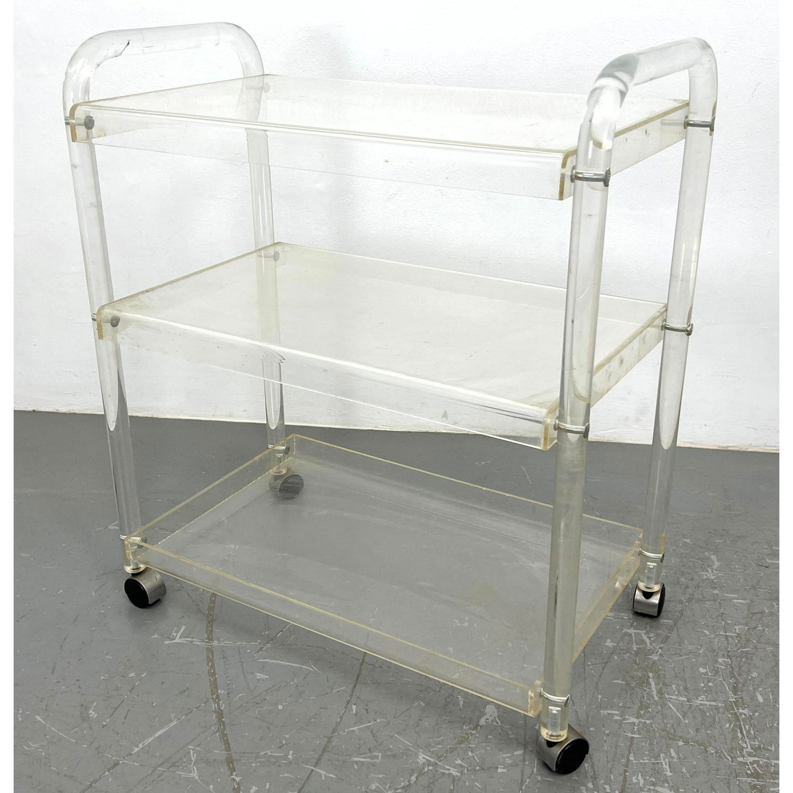 Lucite Lion in Frost Attributed Bar / Tea Cart. Rolls on Casters (1 of 7)