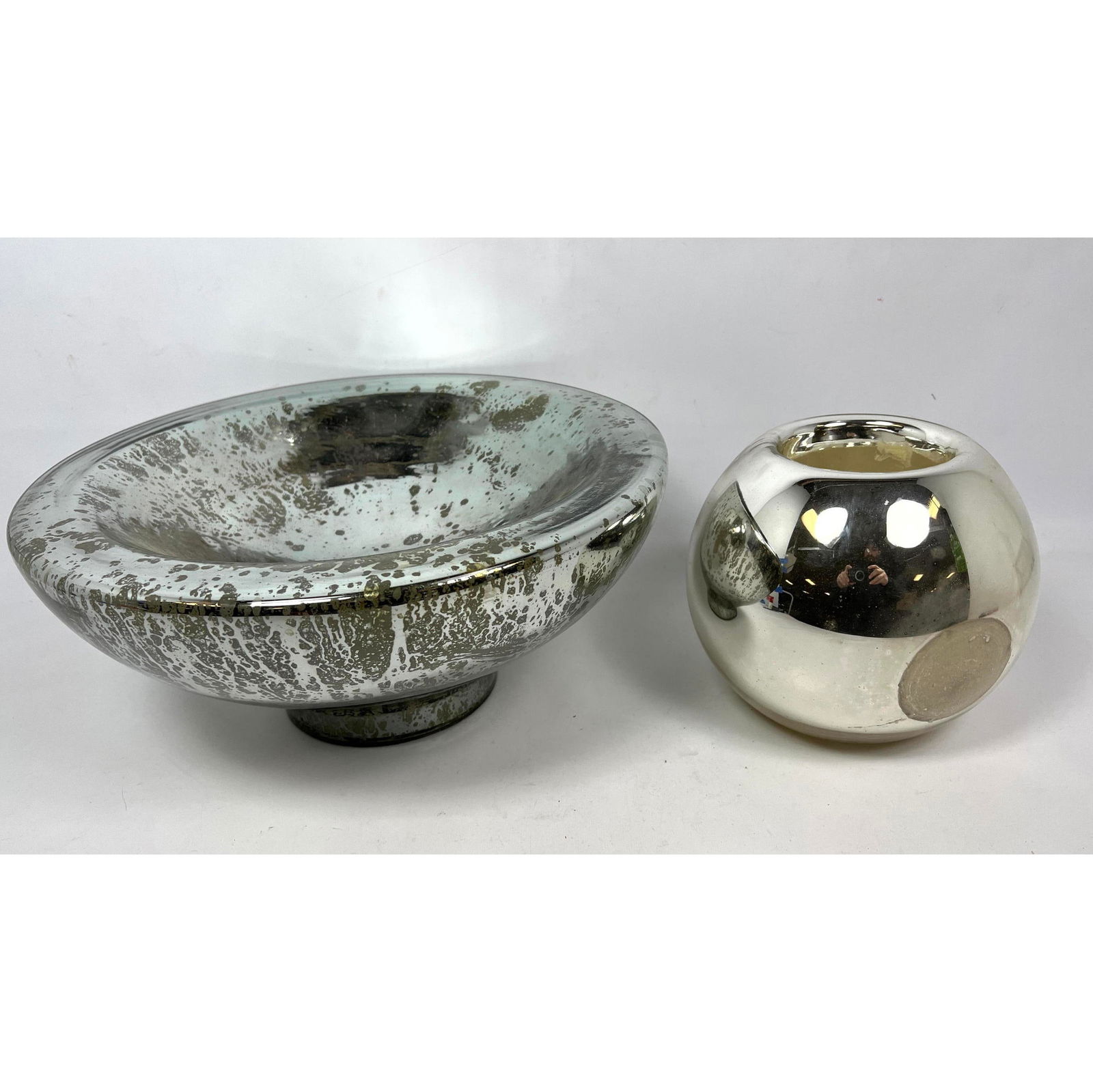 2pc Mercury style Glass Bowls, Votive Holder. Contemporary Glass. (1 of 13)