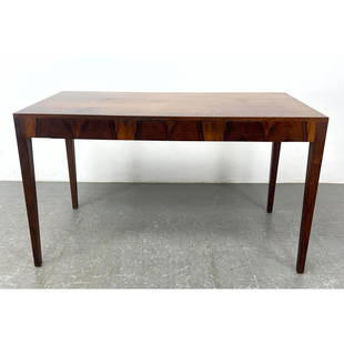 RIIS ANTONSEN Danish Modern Rosewood Writing Desk.: RIIS ANTONSEN Danish Modern Rosewood Writing Desk. Dimensions: Height: 28 inches, Width: 47.25 inches, Depth: 23.5 inches. --- We offer curbside delivery to NYC, Manhattan, Close Brooklyn, Hoboken abo