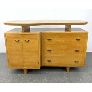 Paul Laszlo Style Credenza Sideboard with Floating Top. Unmarked: Paul Laszlo Style Credenza Sideboard with Floating Top. Unmarked Dimensions: Height: 33.25 inches, Width: 21.25 inches, Depth: 51.75 inches. --- We offer curbside delivery to NYC, Manhattan, Close Bro