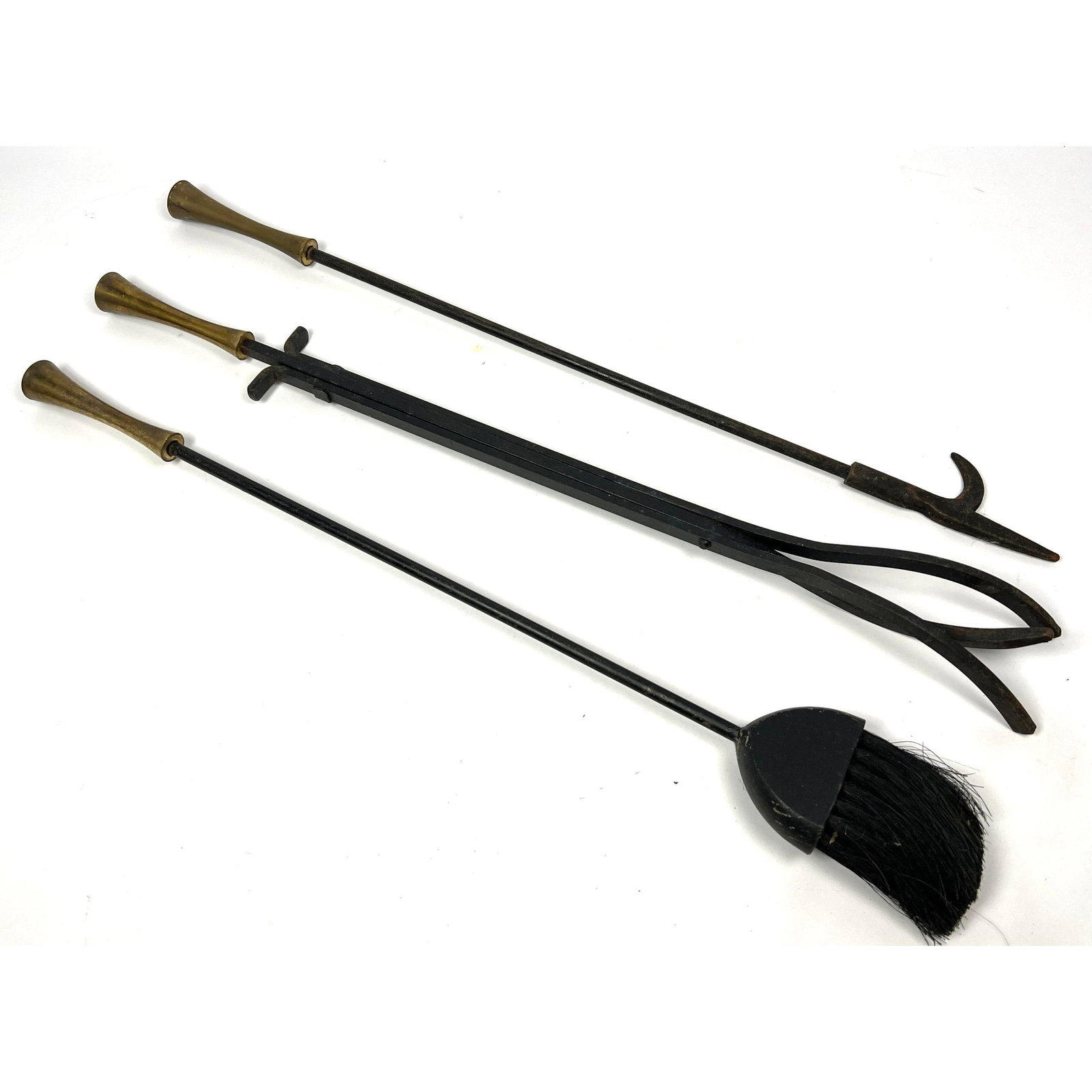 3pc Modernist Brass Handle Fireplace Tools. No stand (1 of 10)