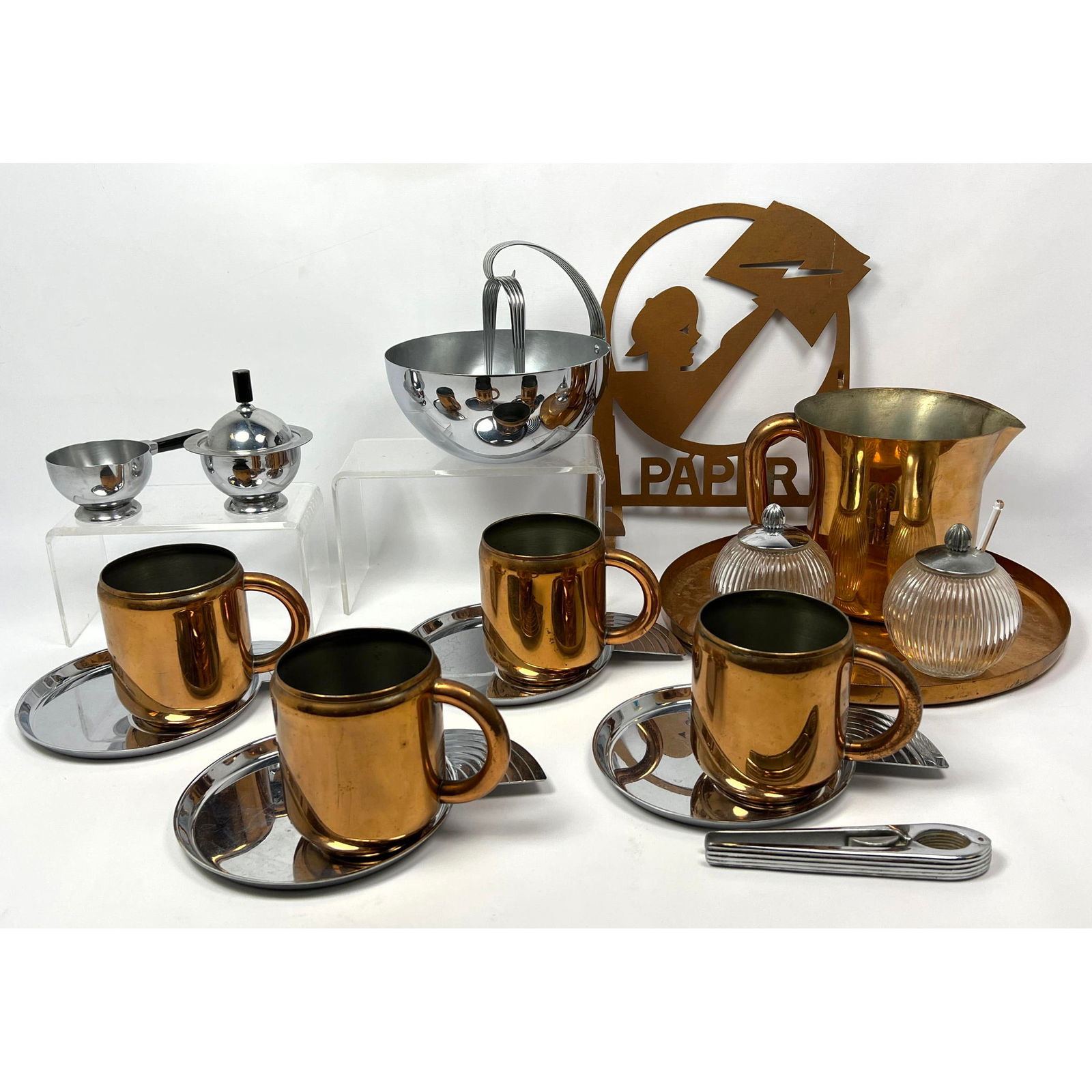 Large Collection CHASE Modernist Metal Ware. ART DECO. Copper. Chrome. CHASE Walter von Nessen Brass (1 of 19)