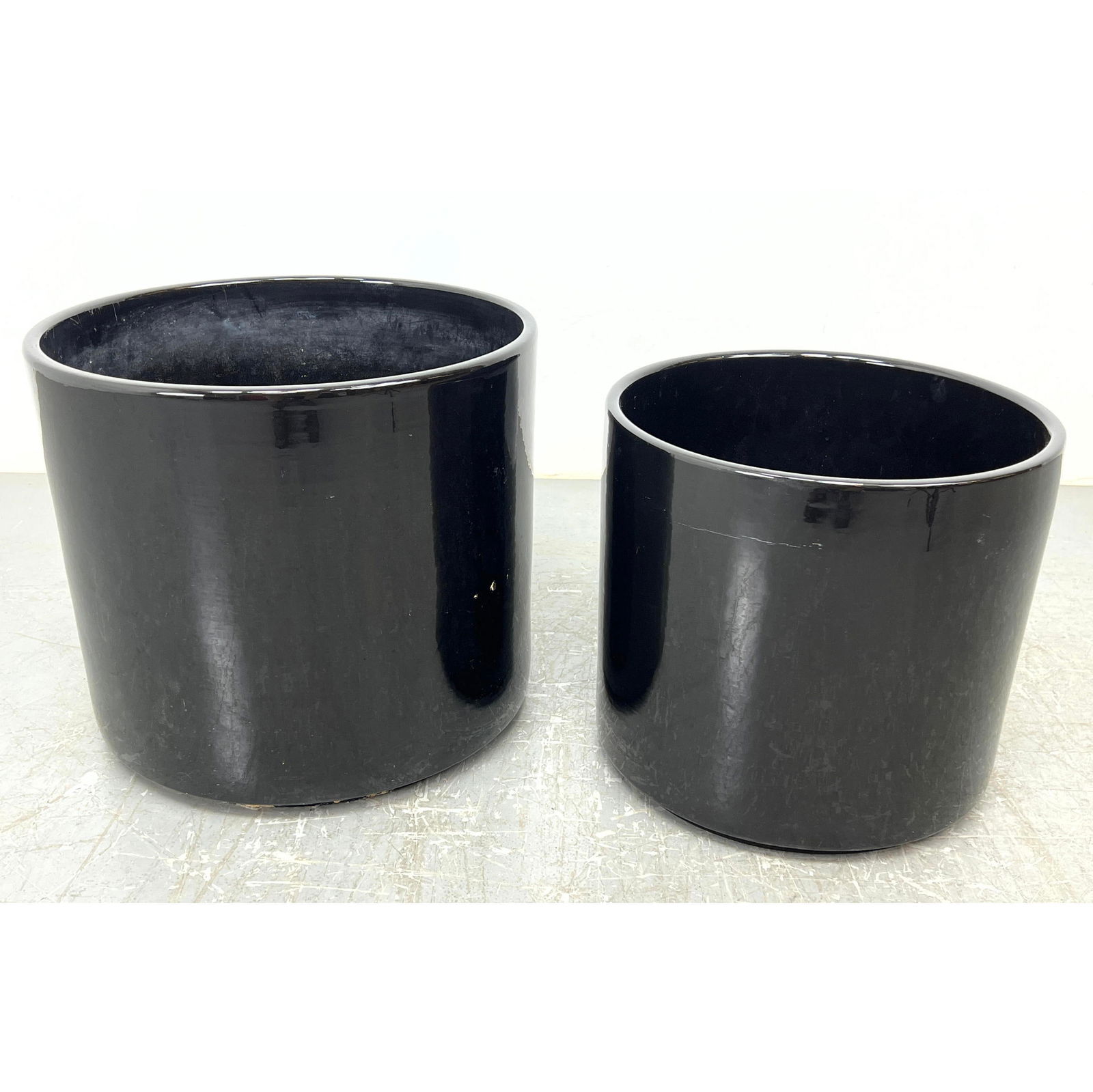 2pc Glazed Gainey Pottery Architectural Planters (1 of 14)