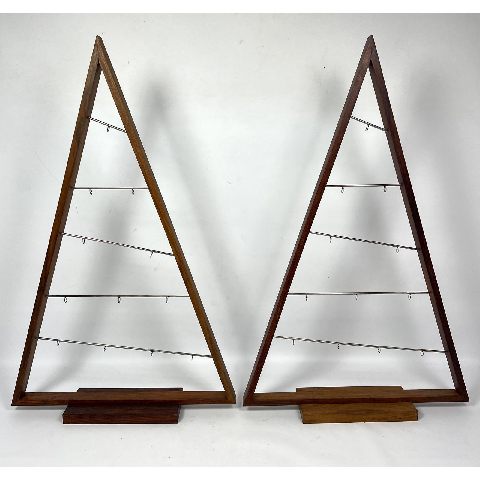 Pr Mid Century Modern Modernist Wood Christmas Trees for displaying Christmas Ornaments.: Pr Mid Century Modern Modernist Wood Christmas Trees for displaying Christmas Ornaments. Dimensions: Height: 29 inches, Width: 18.5 inches, Depth: 4 inches. --- We offer curbside delivery to NYC, Manh