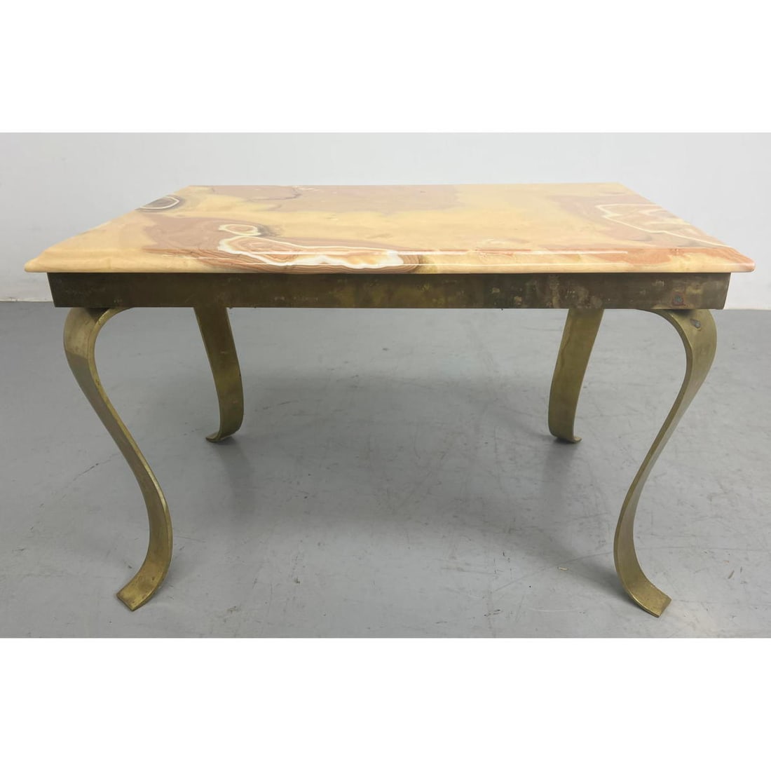 Muller's Onyx Top Cabriole Leg Brass Base Coffee Table. (1 of 8)