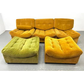 3pc Rare Arne Hovmand-Olsen Mogens Kold Denmark 3 section Modular Sofa and 2 Ottomans. Couch has Uph (1 of 16)
