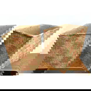 Pr Angelo Testa Style Graphic Fabric Lamp Shades. Box form: Pr Angelo Testa Style Graphic Fabric Lamp Shades. Box form Dimensions: Height: 16 inches, Width: 18.5 inches, Depth: 12 inches. --- We offer curbside delivery to NYC, Manhattan, Close Brooklyn, Hoboke