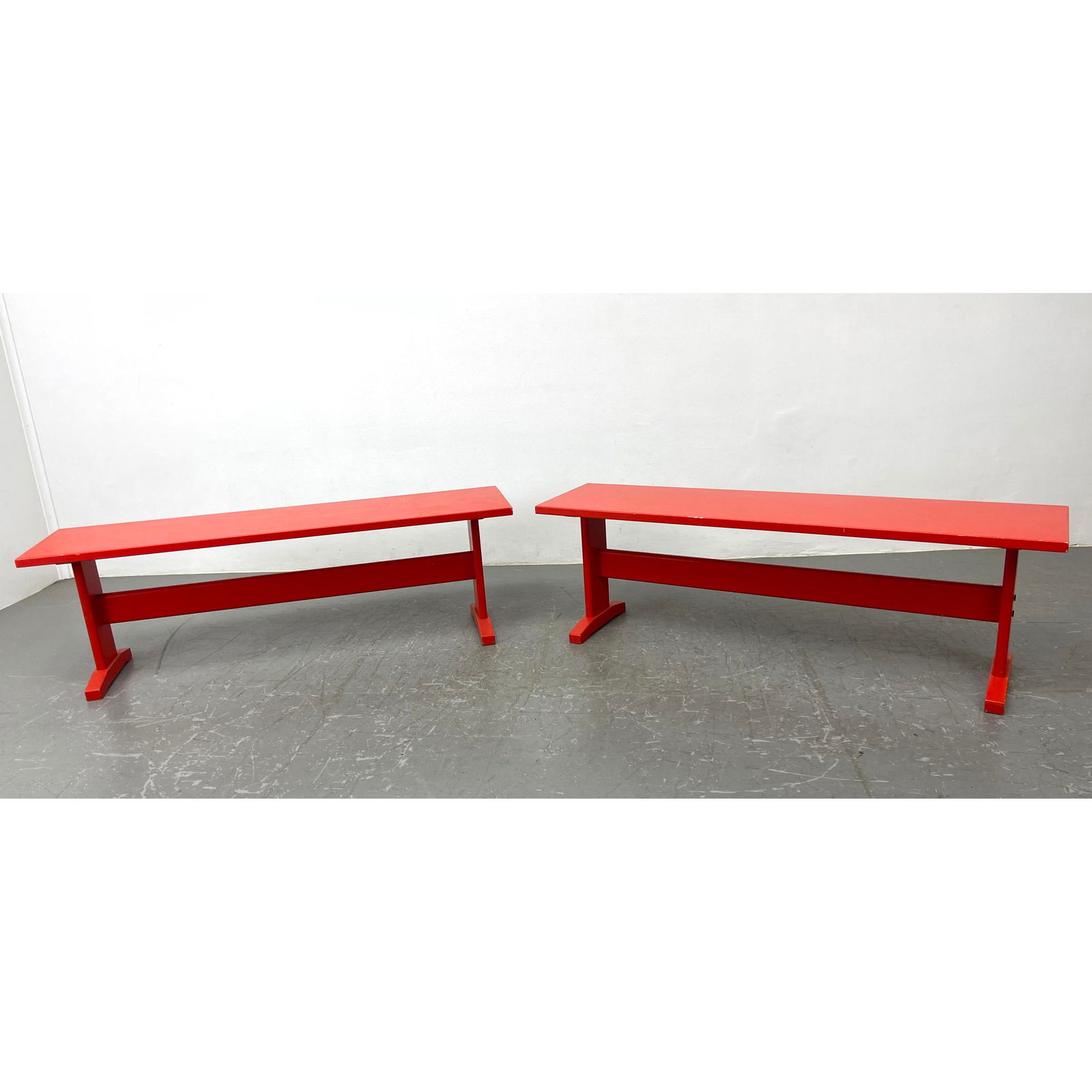 Pr Vintage Ikea Painted Benches. Bright paint color. (1 of 8)