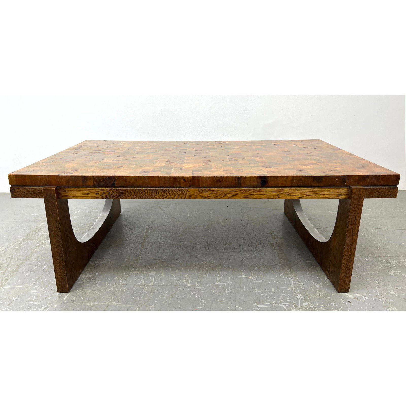 Artisan Wood Butcher Block Top Coffee Table. Assembled Wood Block Top above Adrian Pearsall inspired (1 of 9)