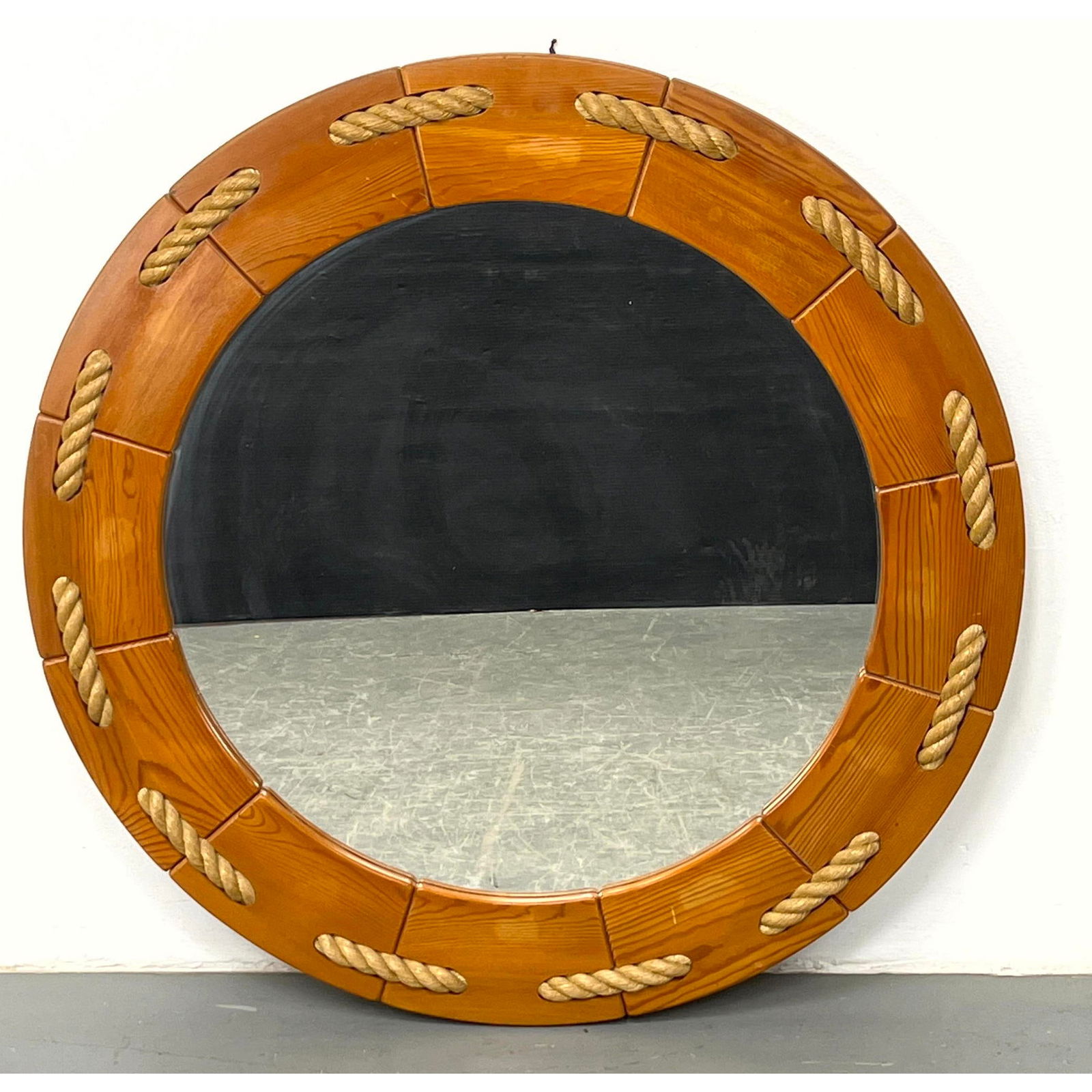Danish Rustic Pine Mirror with rope accents (1 of 5)