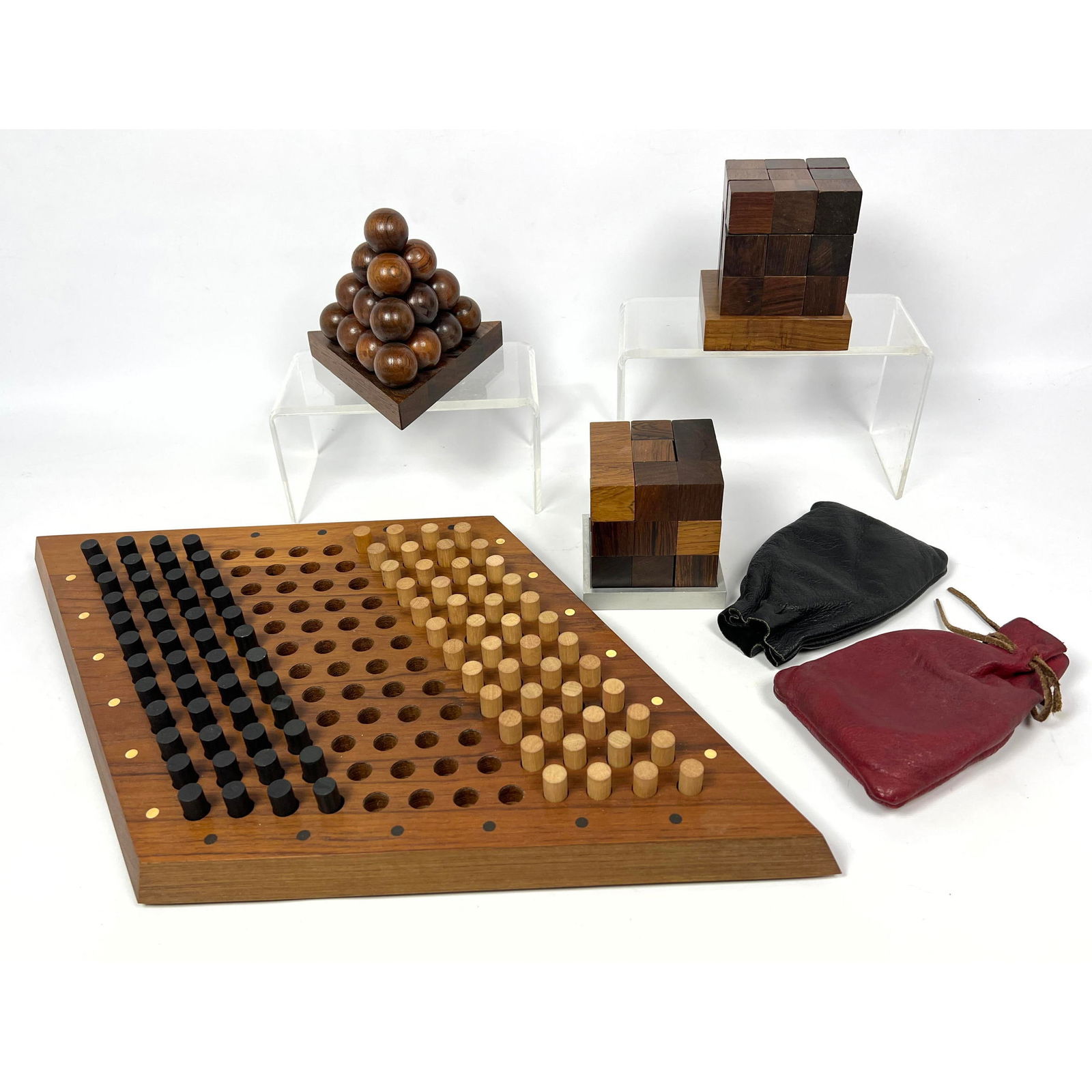 Mid Century Modern Game puzzles. Danish Modern Piet Hein Cube and Stacking Balls Rosewood Puzzles an (1 of 20)