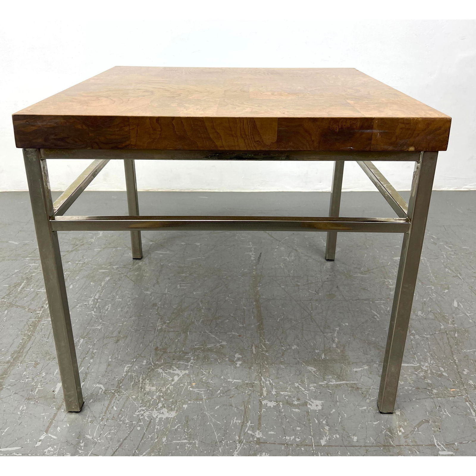 Mid Century Modern Burl and Chrome Side End Table. Baughman style. (1 of 10)