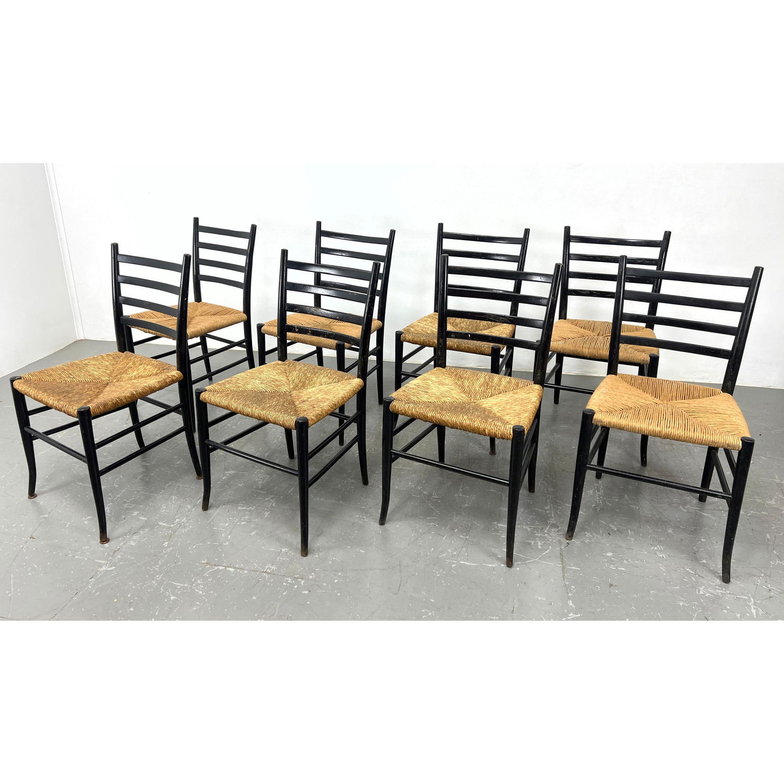 Set 8 Italian Rush Seat Dining Chairs.  made in Italy (1 of 15)