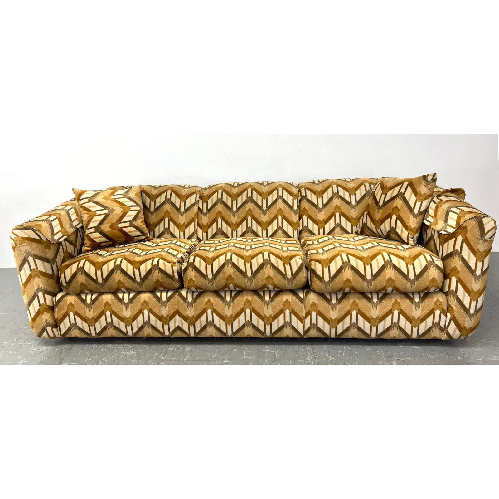 Colorful Zig Zag Design Mid Century Modern Sofa Couch. Vintage upholstery. (1 of 7)