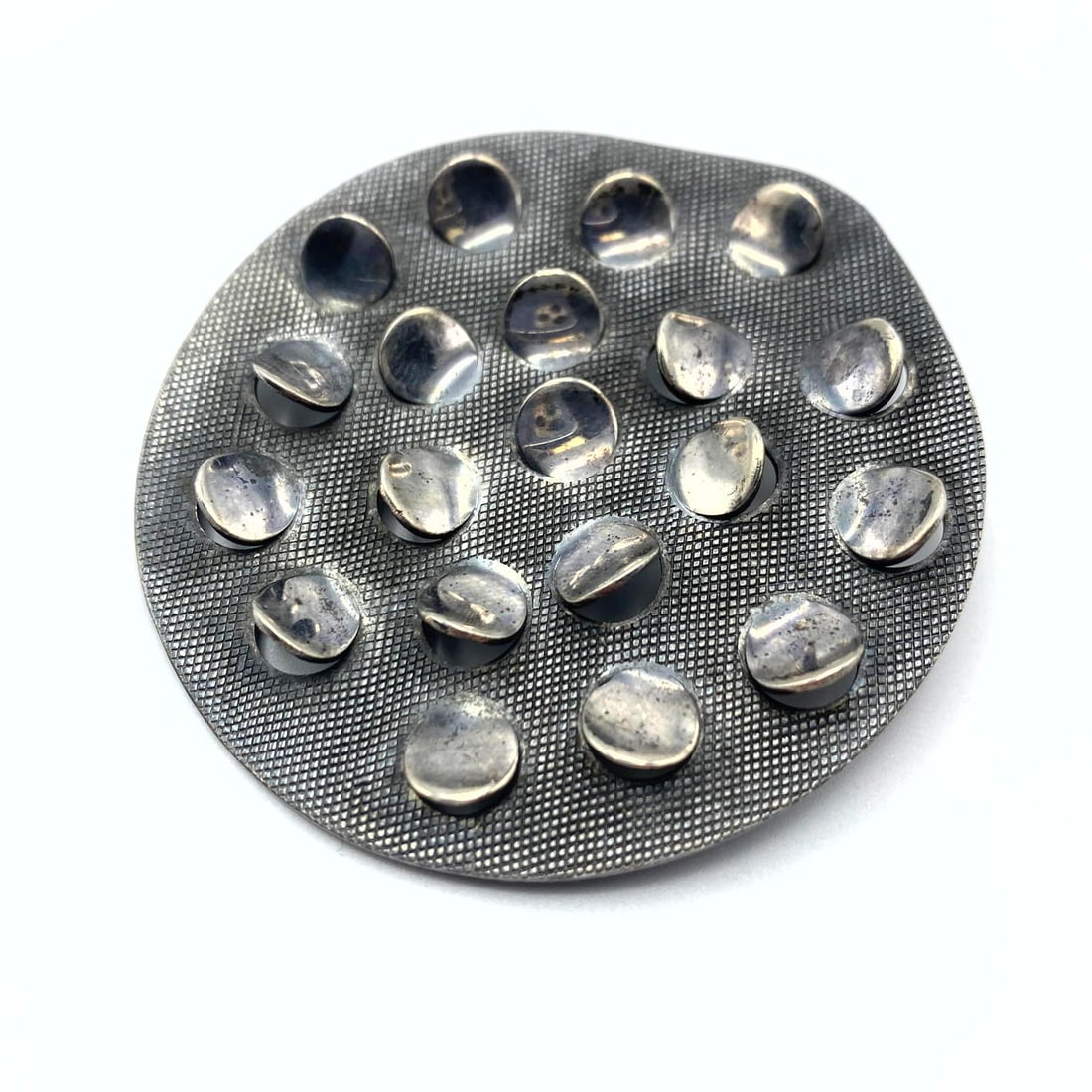JAKUB TOSTRUP Norway Sterling Silver "Flip" Brooch. Round textured disc pin with raised "flip" eleme (1 of 6)
