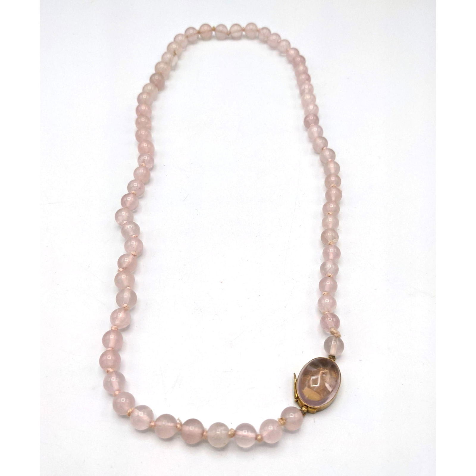 14k and Rose Quartz Necklace. Long. (1 of 6)