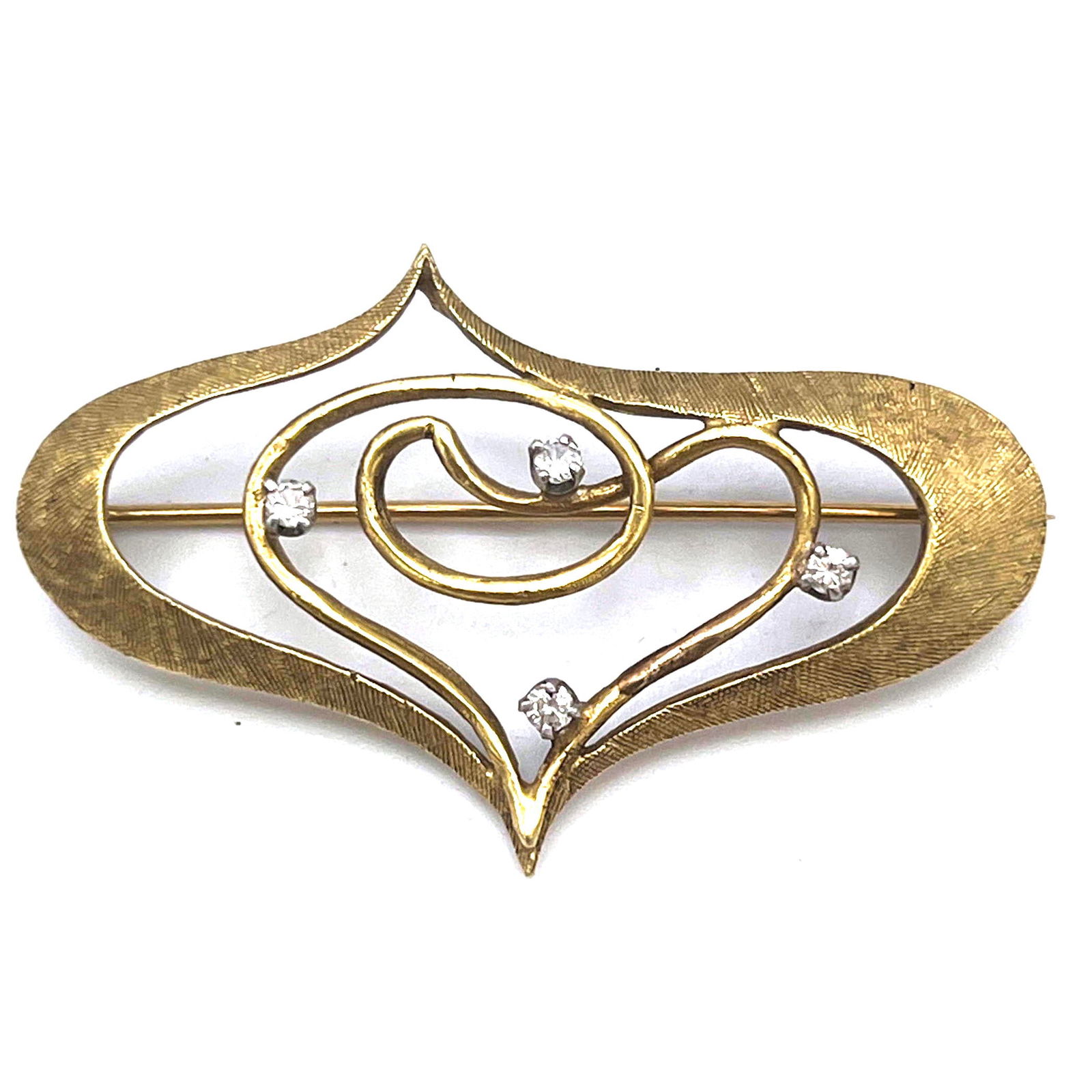 18K gold and diamond brooch.  Modernist Nouveau Style. (1 of 9)