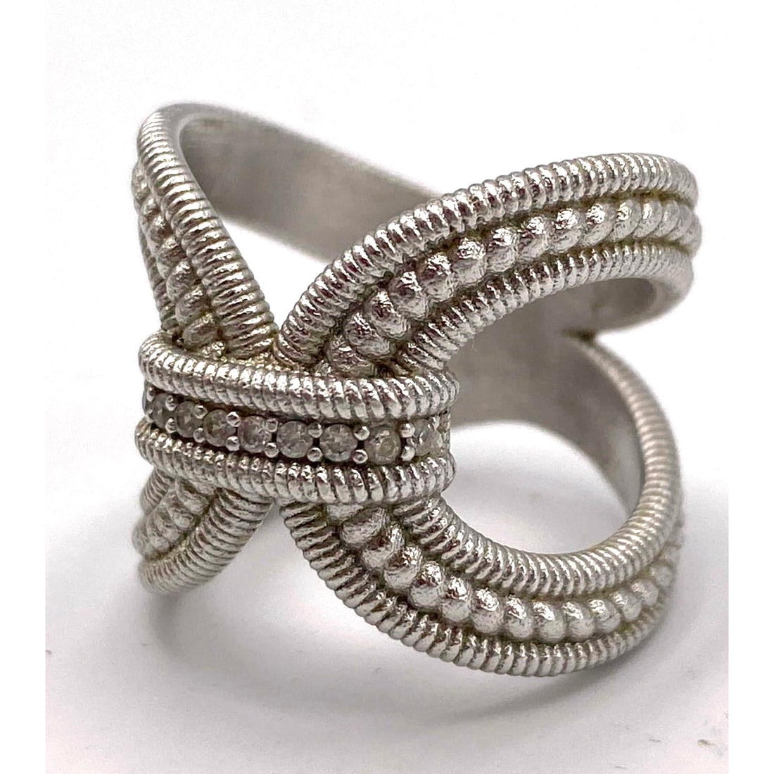 JUDITH RIPKA Sterling Silver CZ Ring. Marked. Size 7. (1 of 9)