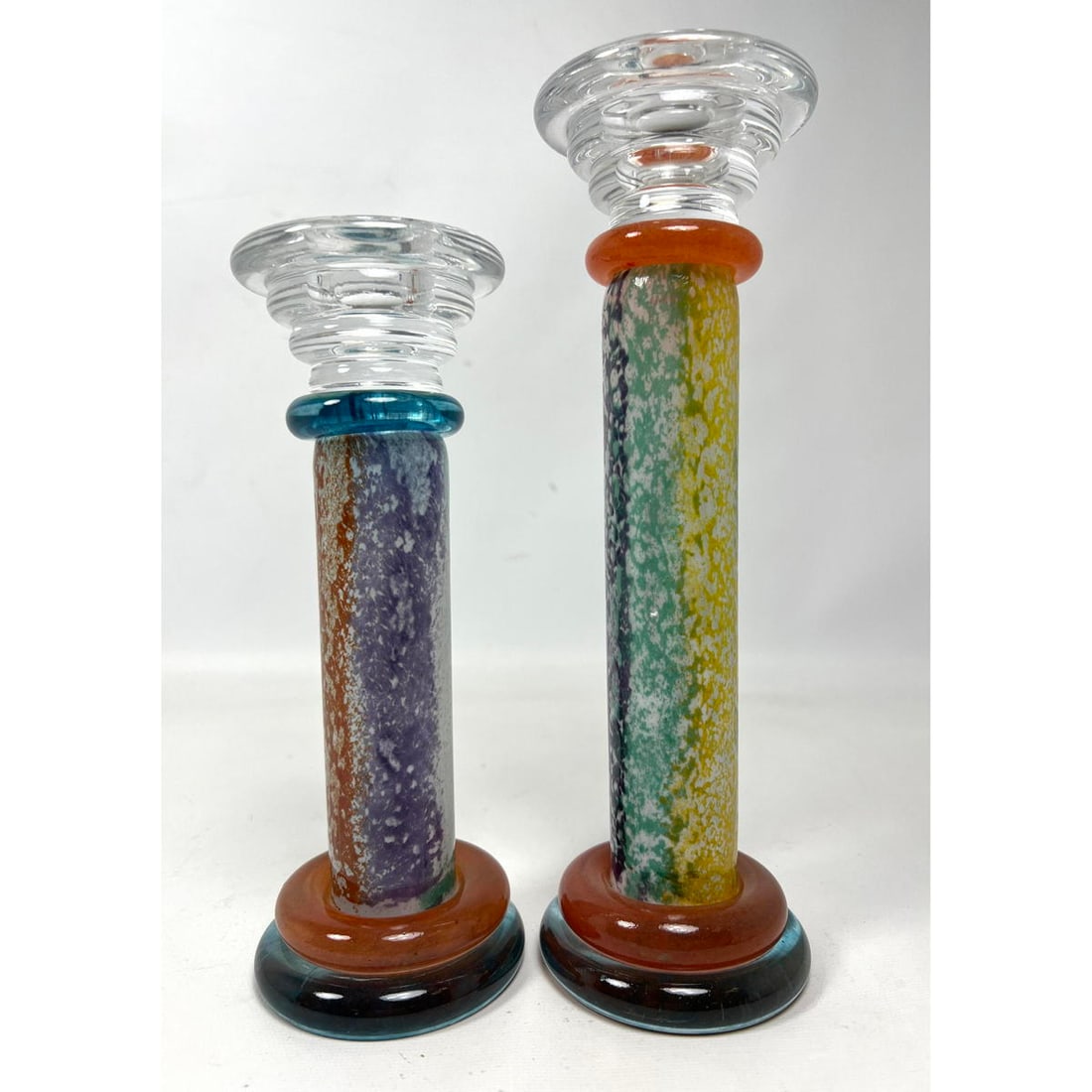 2 KJELL ENGMAN for KOSTA BODA Glass Candlesticks. Colorful studio Glass "CanCan" Series Candle holde (1 of 20)