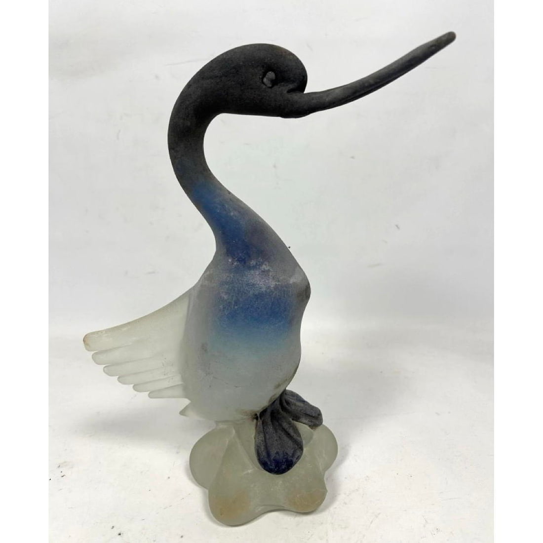 Frosted Glass Bird Duck Sculpture. Modernist. Murano Scavo Cenedese: Frosted Glass Bird Duck Sculpture. Modernist. Murano Scavo Cenedese Dimensions: Height: 12 inches, Width: 6 inches, Depth: 10 inches. --- US Packing and Shipping charge: In house shipping available. W