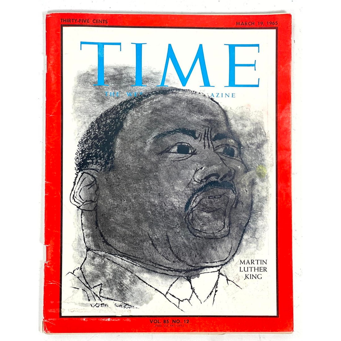 Martin Luther King. Time Magazine cover designed by Ben Shahn March 19, 1965.: Martin Luther King. Time Magazine cover designed by Ben Shahn March 19, 1965. Dimensions: Height: 11 inches, Width: 8.5 inches. --- US Packing and Shipping charge: $20 Plus insurance at a rate of $1 p