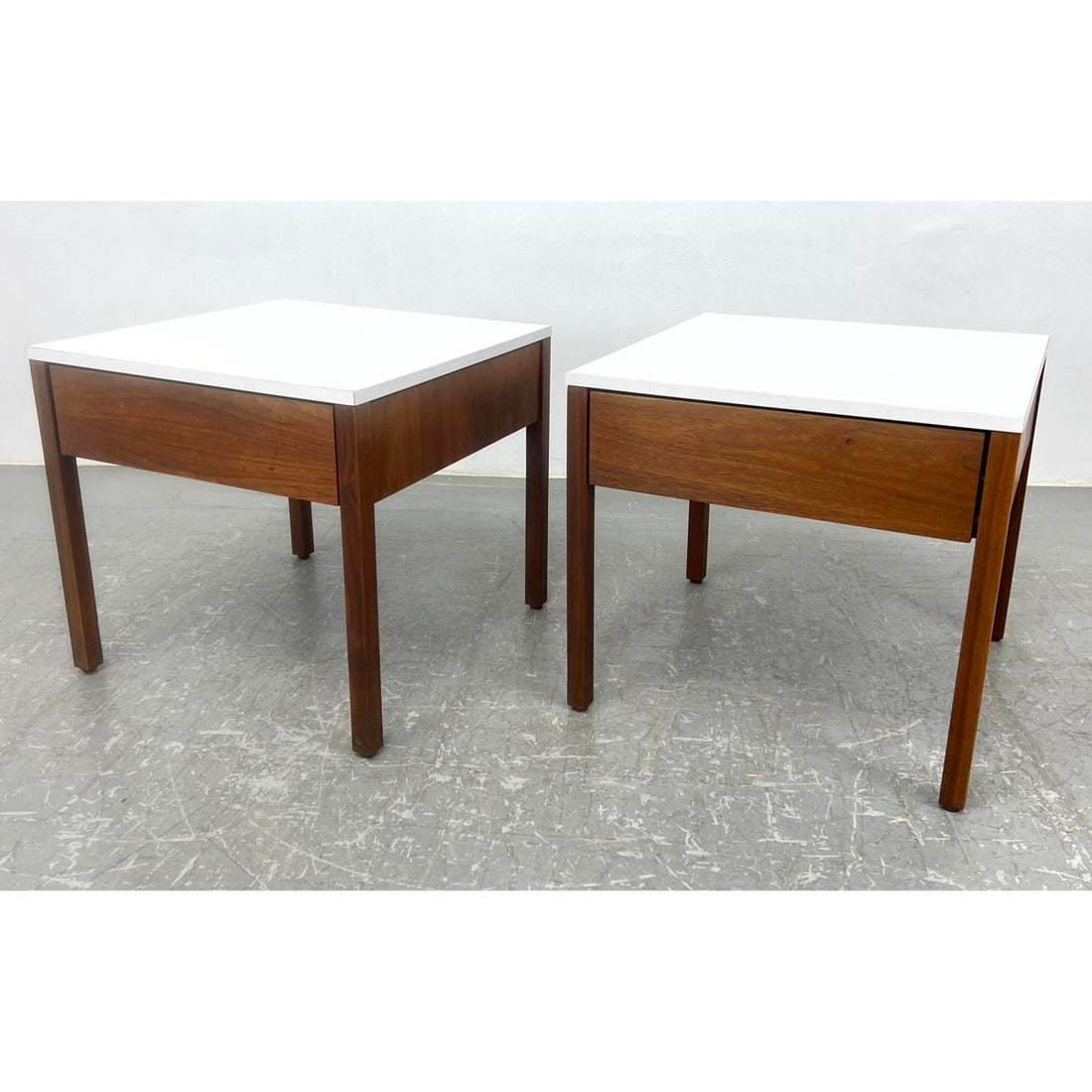 Pair of Florence Knoll for Knoll Side Table Nightstands. label on bottom (1 of 20)