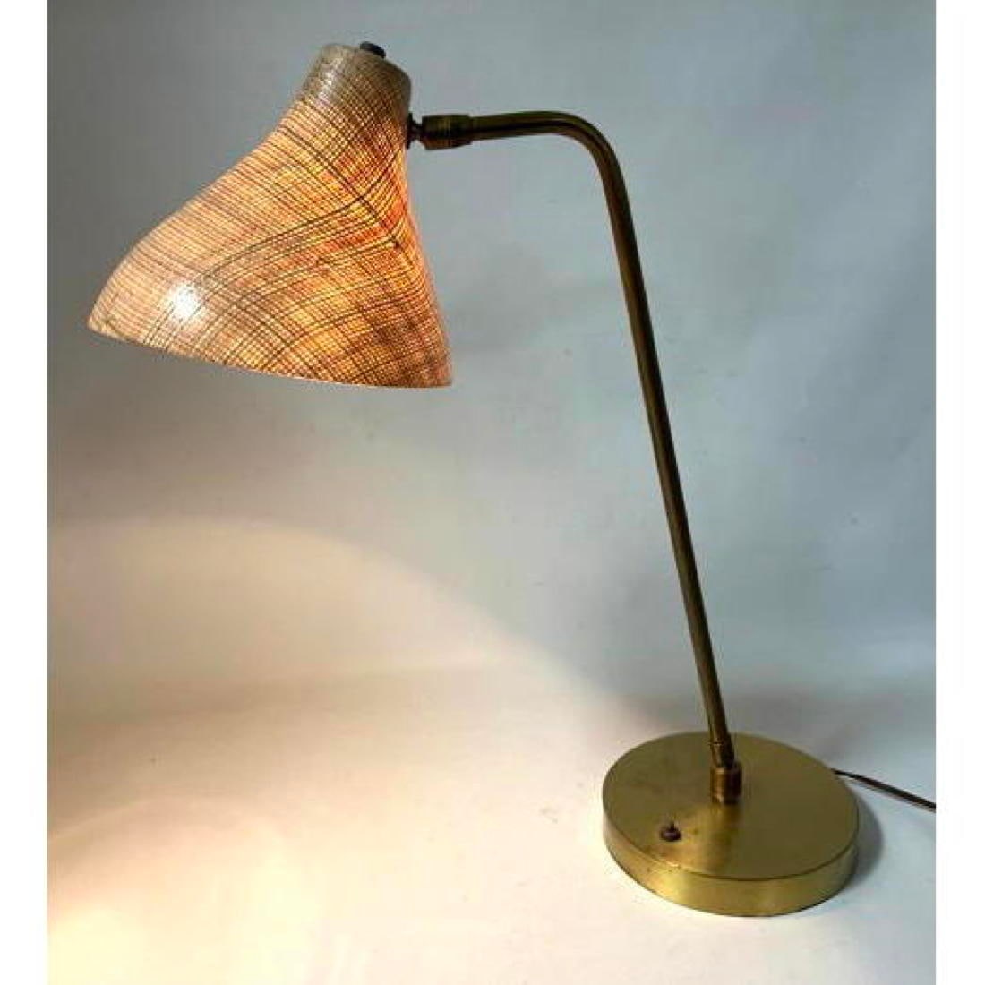 50s Mid Century Modern Prescolite Desk Lamp. Spun Fiberglass Shade. (1 of 14)