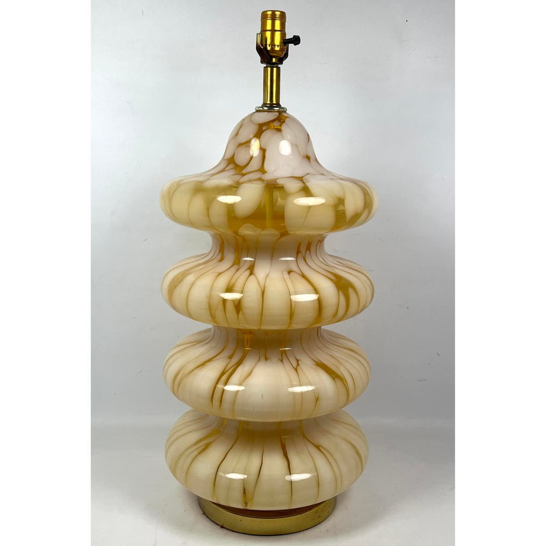 Murano Mottled Art Glass Table Lamp. No harp.: Murano Mottled Art Glass Table Lamp. No harp. Dimensions: Height: 27 inches, Width: 11 inches, Depth: 11 inches. ---