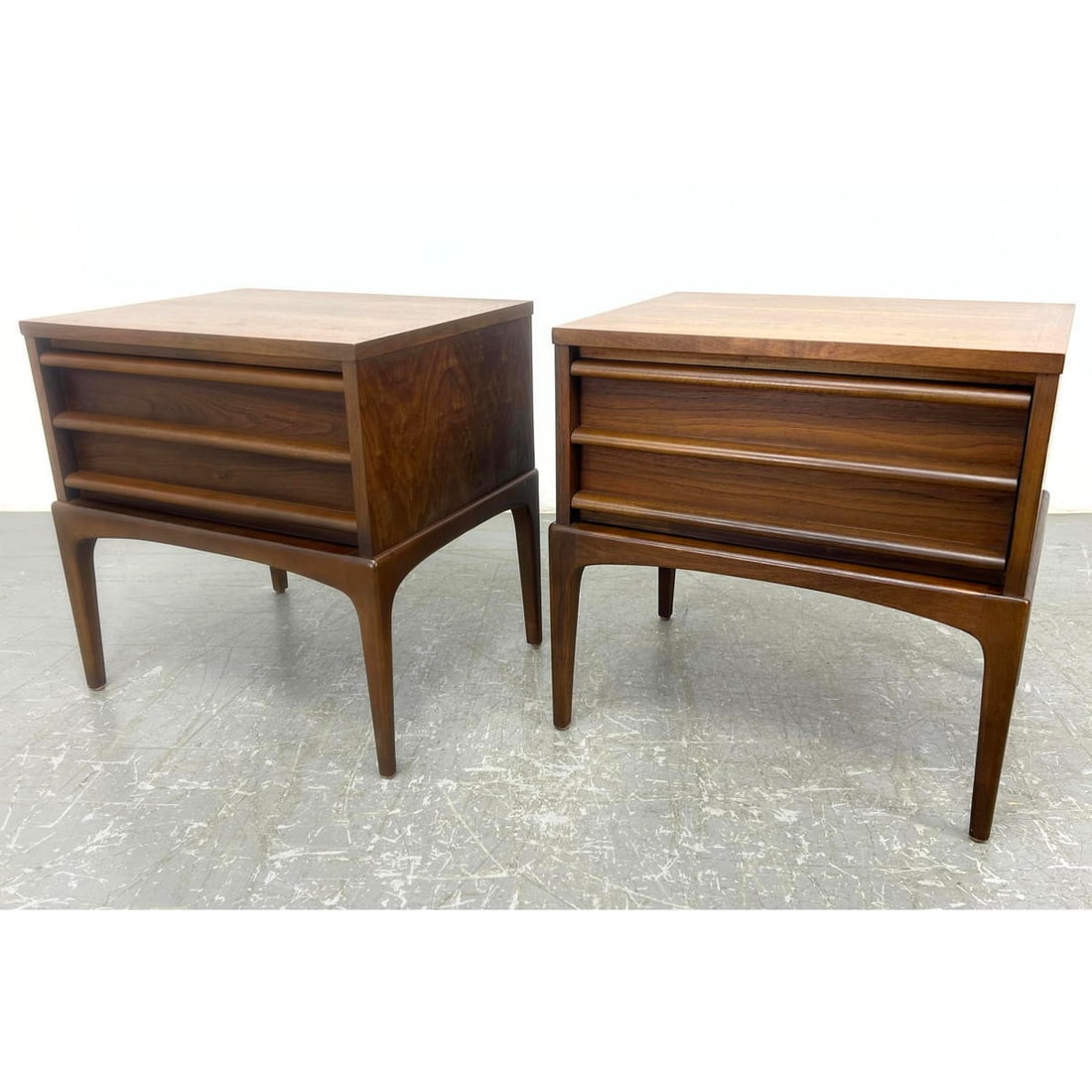 Pair LANE American Modern Side Table Nightstands. Few light spots to tops. (1 of 20)
