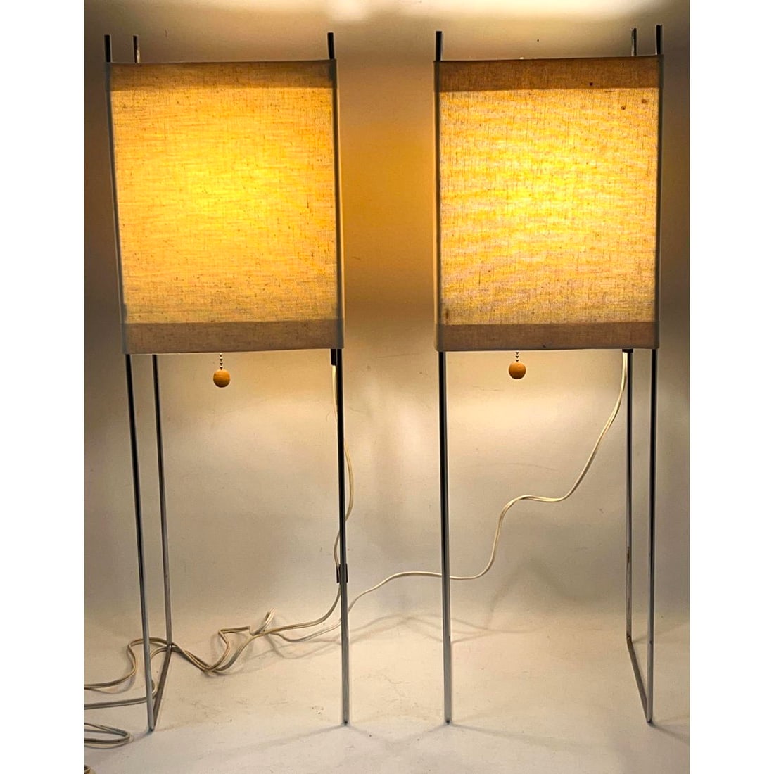 Pair 70s George Nelson Attributed Box Kite Lamps (1 of 10)