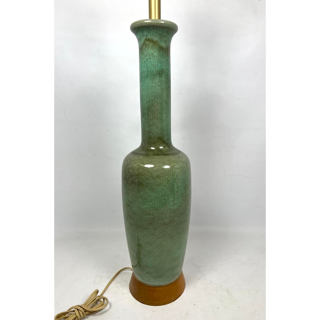 Mid Century Modern Crackle Glaze Ceramic Lamp: Mid Century Modern Crackle Glaze Ceramic Lamp Dimensions: Height: 37 inches, Width: 6 inches, Depth: 6 inches. --- US Packing and Shipping charge: In house shipping available. Will be calculated once 