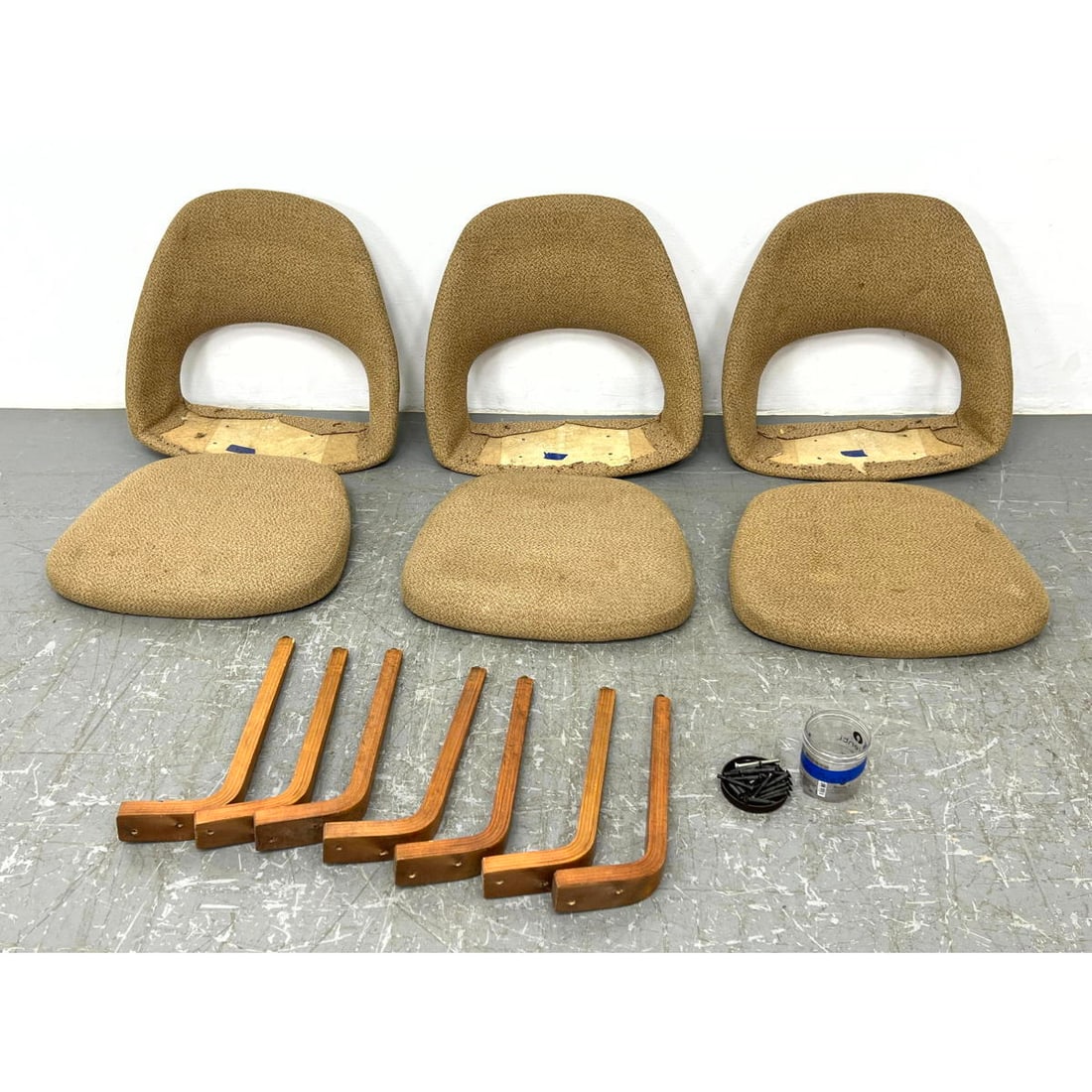 Eero Saarinen for Knoll Wood Leg Chair Parts. Three Dining Chair parts: back. front. seats and backs (1 of 13)