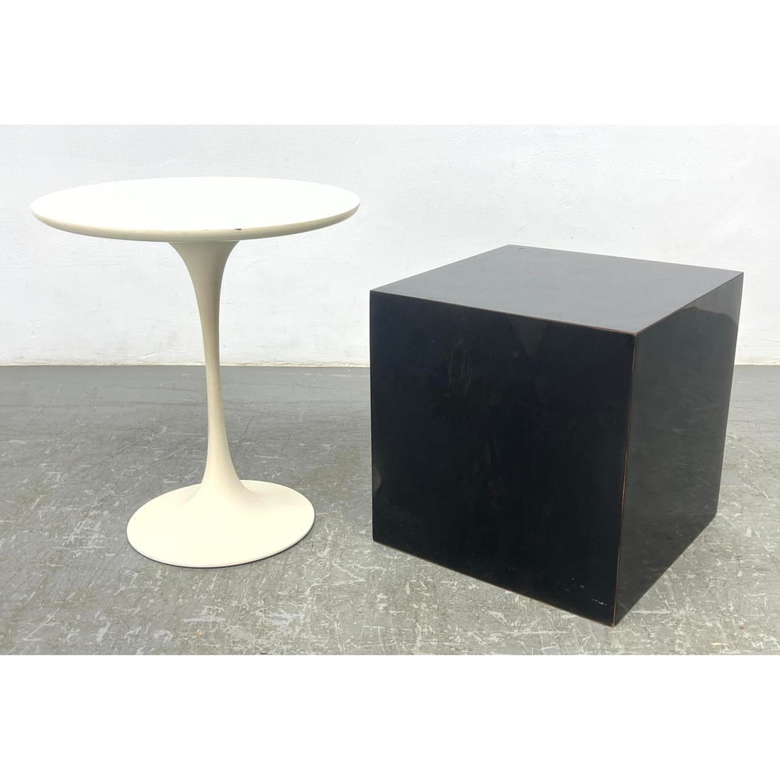 2pcs  Saarinen Style Table for Burke. Black Laminate Cube Table (1 of 15)