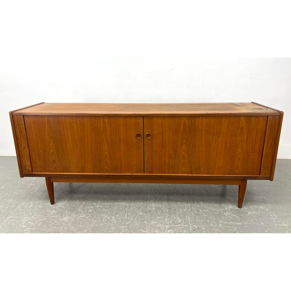 Danish Modern Denmark Teak Tambour Door Credenza Sideboard Cabinet. (1 of 12)