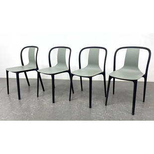 Set 4 Vitra Belleville Chairs by Ronan and Erwan Bouroullec. Stackable: Set 4 Vitra Belleville Chairs by Ronan and Erwan Bouroullec. Stackable Dimensions: Height: 33 inches, Width: 19 inches, Depth: 16 inches. - Seat Height: 18.5 inches ---