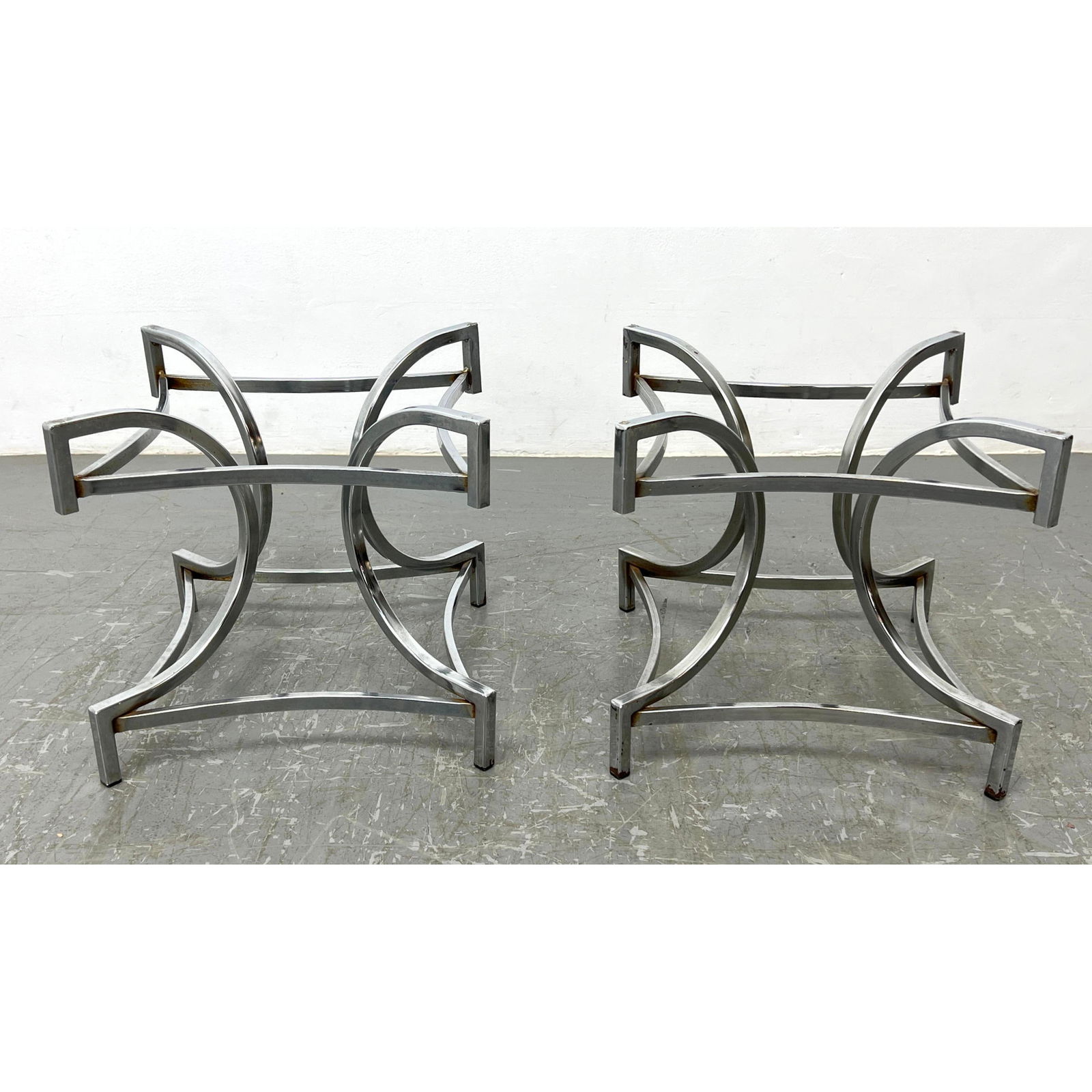 Pr Square Tube Modernist Side Table Frames. NO Tops. Frames Only. (1 of 7)