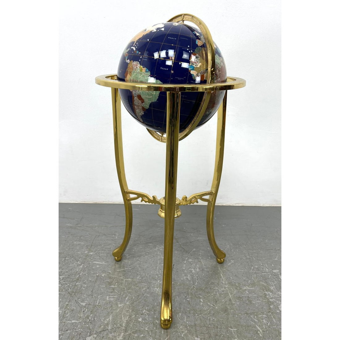 Decorative Stone Floor Globe on Brass Base. (1 of 11)