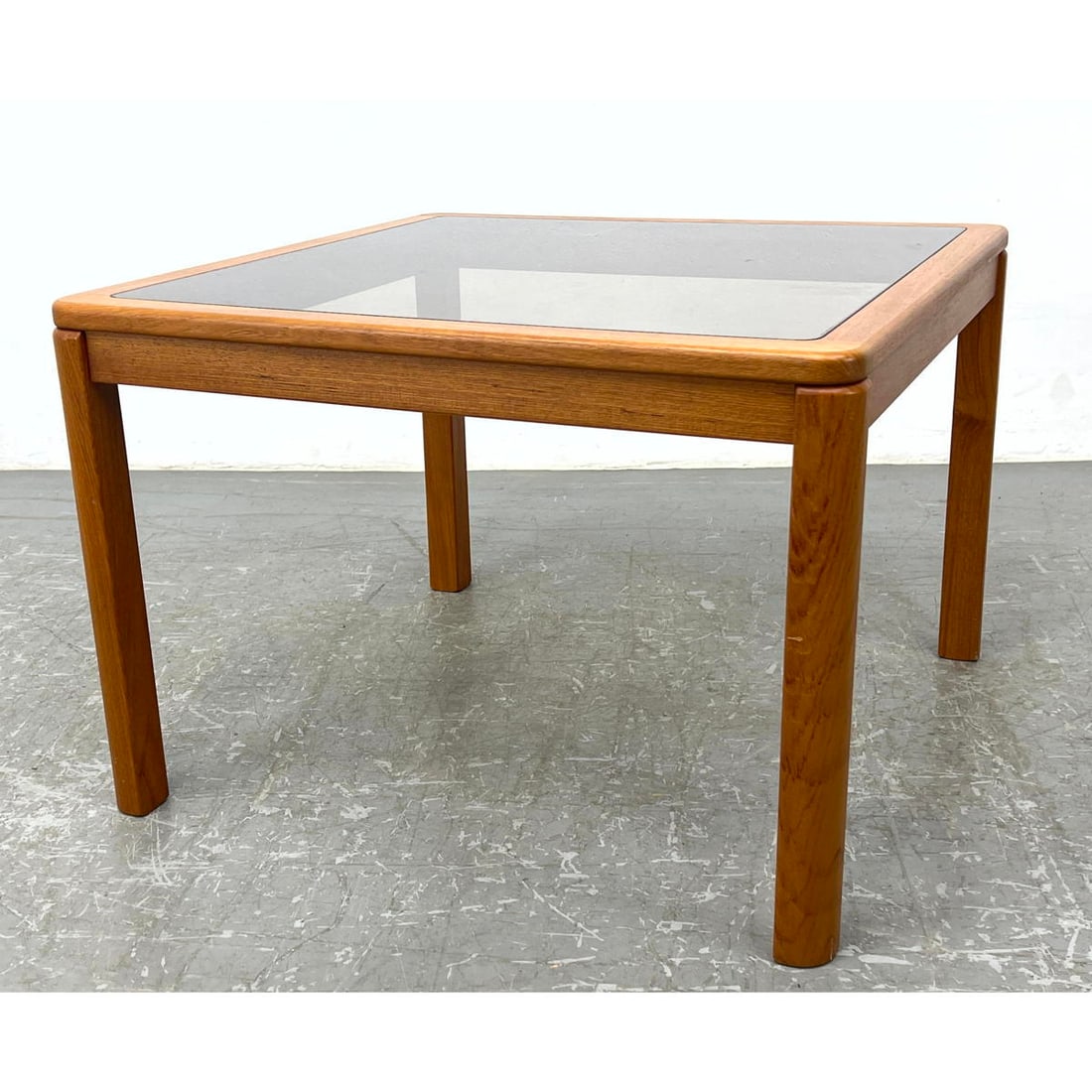 Uldum Danish Modern Teak Side Table with Glass Top. (1 of 8)