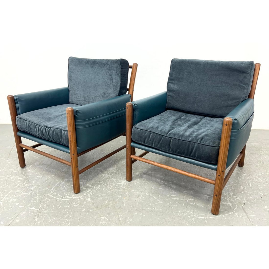 Pair Arne Norell Style Lounge Chairs. Good walnut frames. (1 of 13)