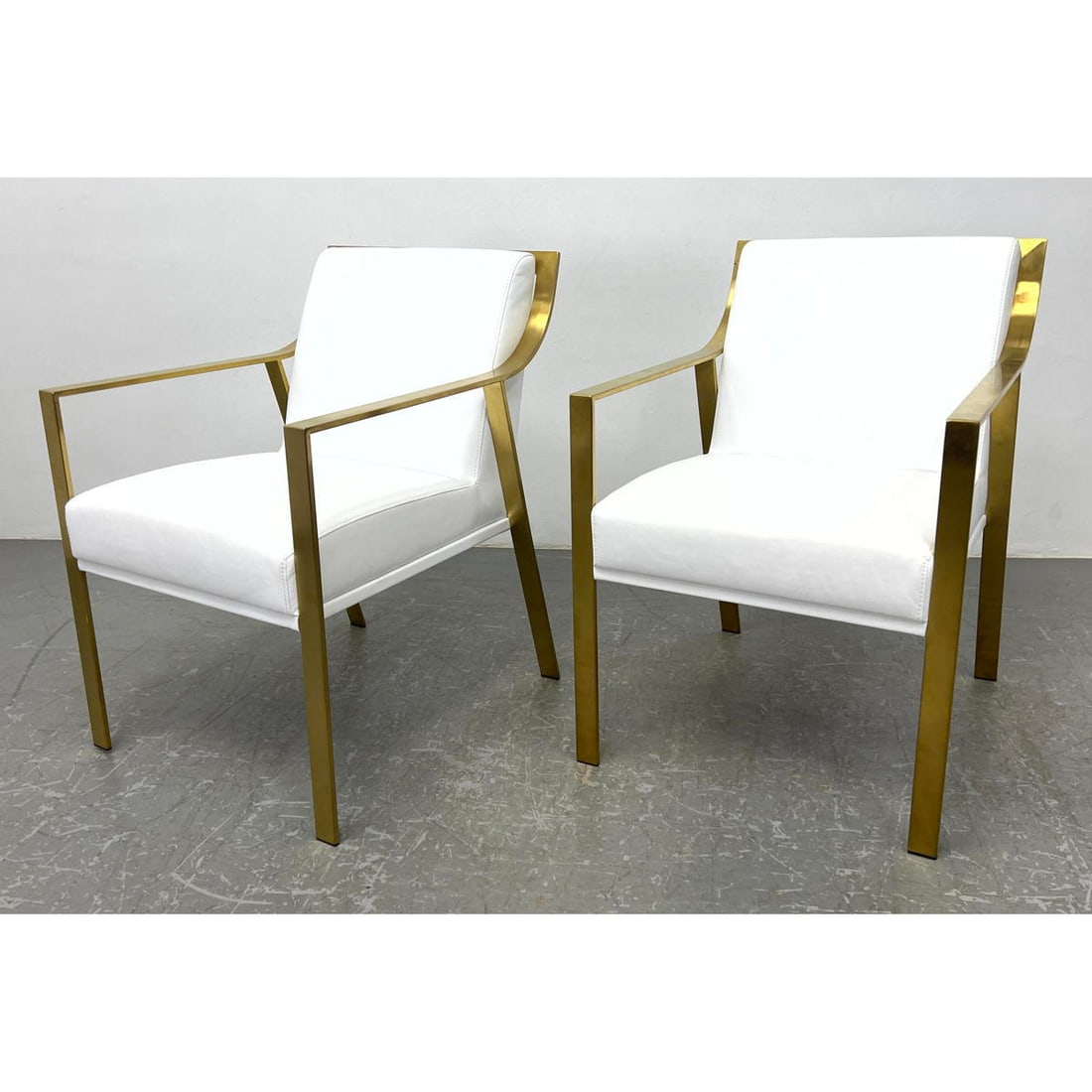 Pair Brass tone lounge chairs. From former Fendi retail store. Unused. (1 of 13)