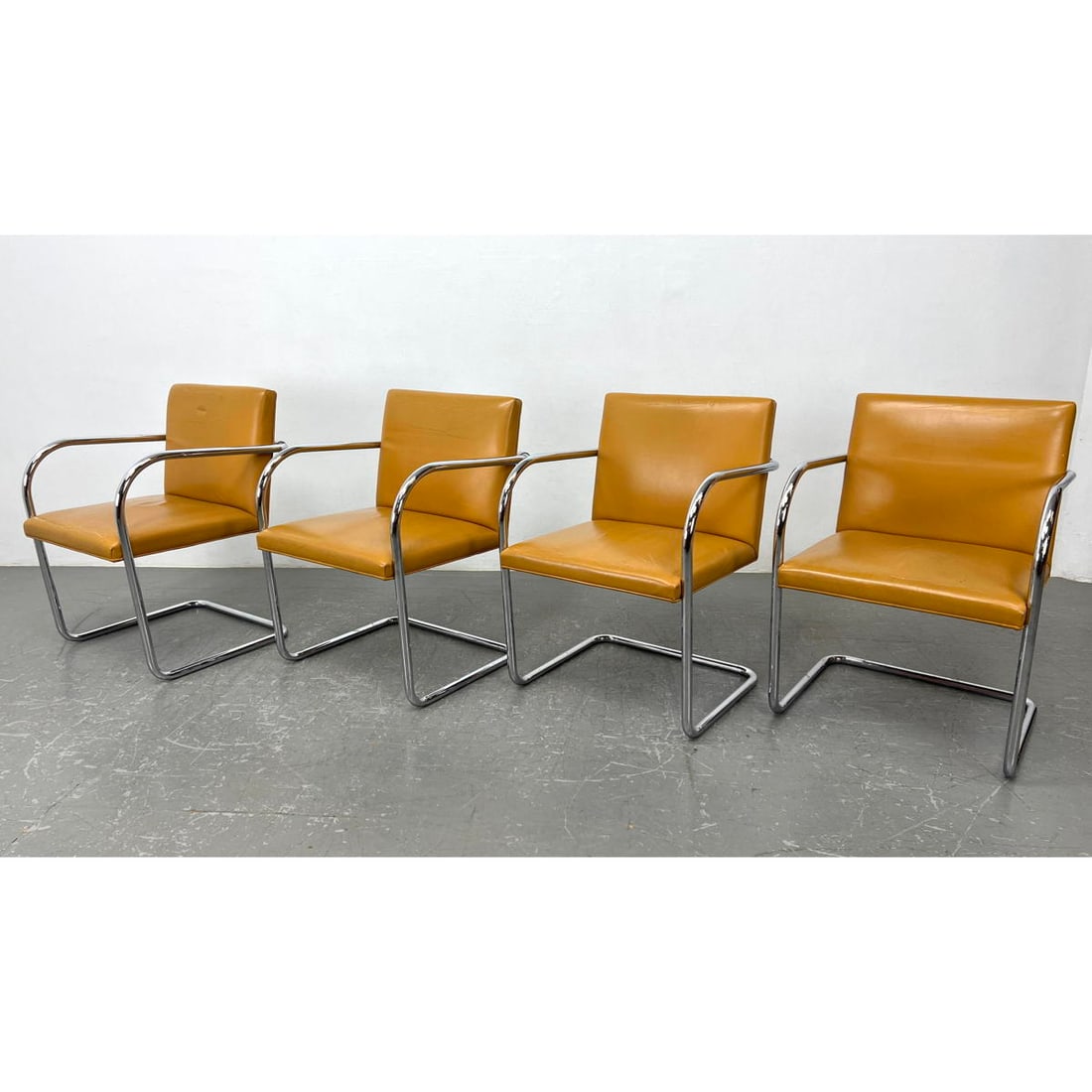 Set 4 Knoll Brno Chairs by Mies van der Rohe.: Set 4 Knoll Brno Chairs by Mies van der Rohe. Dimensions: Height: 31 inches, Width: 22 inches, Depth: 23 inches. - Seat Height: 17.5 inches ---