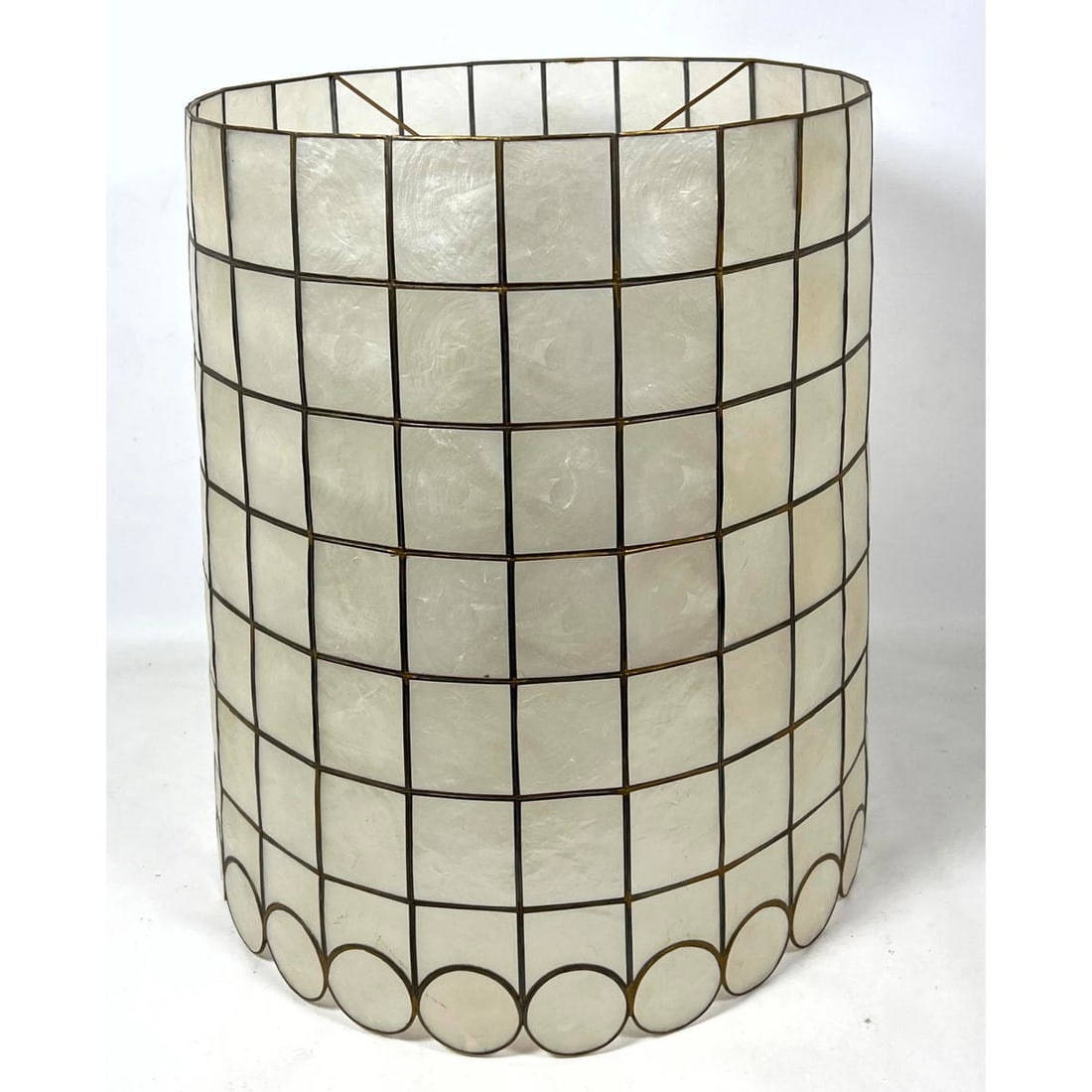 Capiz Shell Lamp Shade. Square tile design with Circle scalloped bottom trim. (1 of 5)