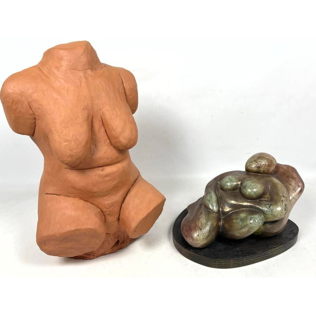 2pcs Modernist Nude Form sculptures.: 2pcs Modernist Nude Form sculptures. Dimensions: Height: 17 inches, Width: 11 inches, Depth: 9.5 inches. - Additional Dimensions: Smaller H: 8 inches, W: 11 inches, D: 9 inches ---