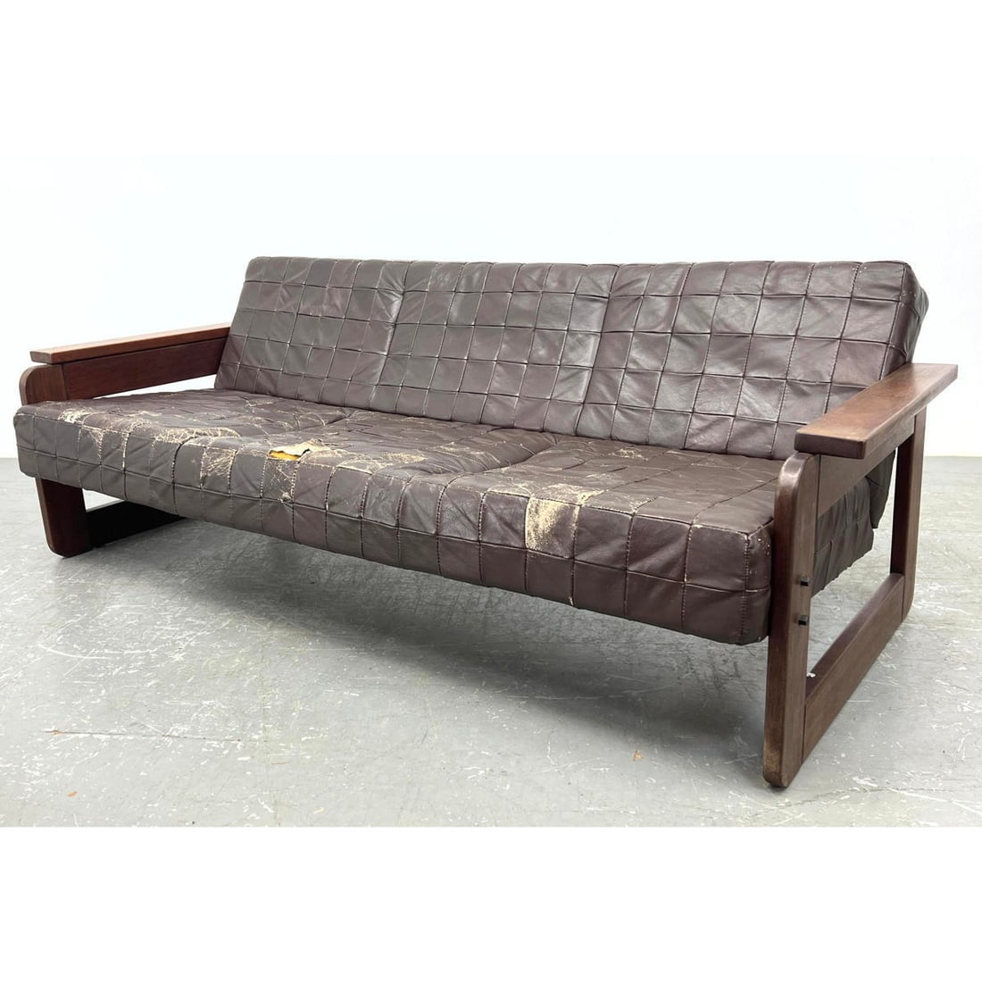 Percival Lafer mp-185 Leather Brazilian Open side sofa couch. Unmarked. (1 of 12)