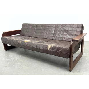 Percival Lafer mp-185 Leather Brazilian Open side sofa couch. Unmarked.: Percival Lafer mp-185 Leather Brazilian Open side sofa couch. Unmarked. Dimensions: Height: 26 inches, Width: 74.5 inches, Depth: 36 inches. - Seat Height: 16 inches ---